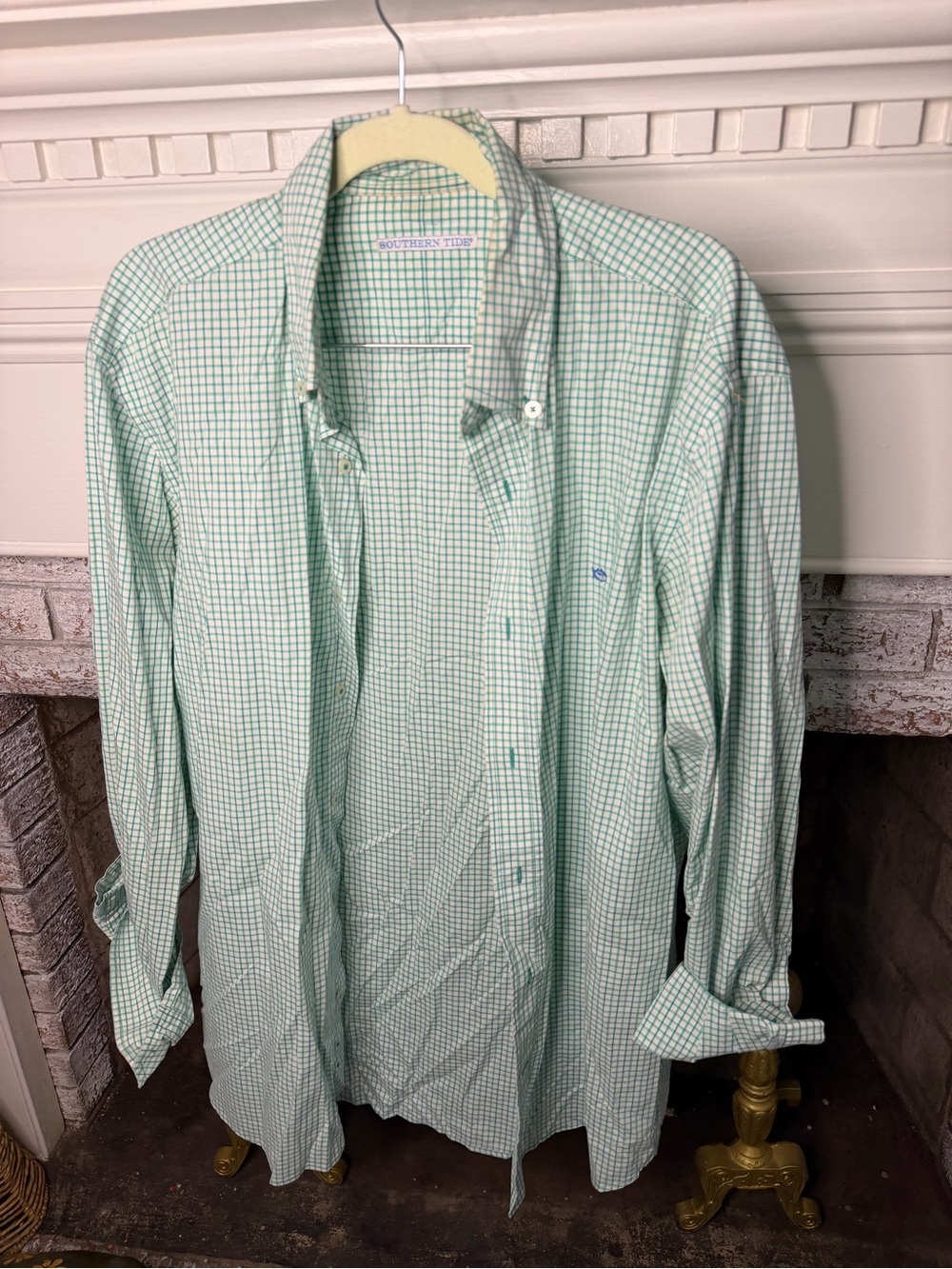 Southern Tide Men’s Light Green Check Button-Down Shirt
